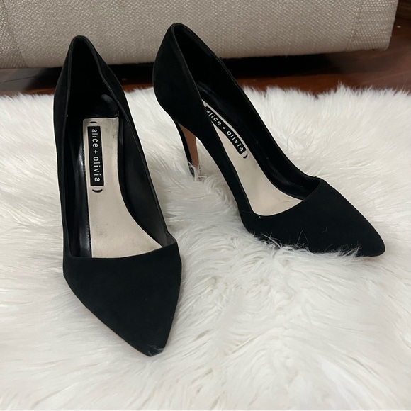Alice + Olivia Dina Black Suede Heels 39